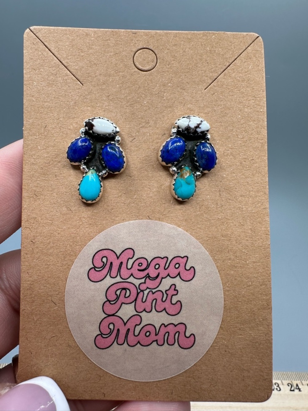 Turquoise Lapis Lazuli Wild Horse Jasper Sterling Silver 925 Handmade Earrings